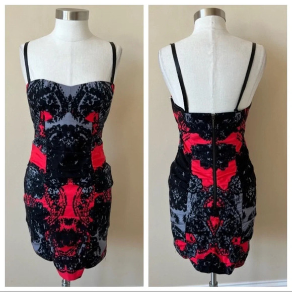 Nanette Lepore patterned strappy bodycon dress 5723 - Picture 1 of 8